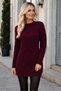 Women's Round Neck Long Sleeve Hair Braided Relaxed Cut Casual Stylish Burgundy Long Knitwear Sweater - 6