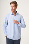 Blue Hard Collar Oxford Comfort Fit Cotton Shirt 1004265285 - 2