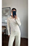 Cream Polo Collar Snap Fastener Double Set - 70022 - 3