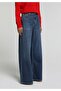 Super Wide Leg Fit Women's Mid Indigo Denim Jean Pants - 4
