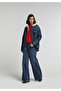 Super Wide Leg Fit Women's Mid Indigo Denim Jean Pants