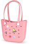 Kaliedo 35×11×26cm EVA Rubber Beach Tote Bag with 5 Summer Charms | Waterproof, Durable & Easy-to-Clean | Spacious Summer Beach Bag for Women & Family (Pink) - 2
