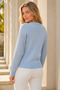 Women's Round Neck Long Sleeve Transparent Detailed Openwork Hair Braided Stylish Soft Casual Baby Blue Knitwear Sweater - 3