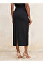 Smart Midi Length Column Skirt with Slit Detail - 4