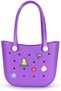 Kaliedo 35×11×26cm EVA Rubber Beach Tote Bag with 5 Summer Charms | Waterproof, Durable & Easy-to-Clean | Spacious Summer Beach Bag for Women & Family (Purple)
