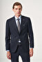 Navy Blue Mono Collar Striped 6 Drop Slim Fit Full Lining Flexible Suit 1001260149 - 2