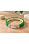 Ulvano Green Leather Men's Bracelet - Modern Design with Segment Silver Clasp - 2