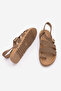 Women's Genuine Leather Flip-Flop Sandals with Buckle and Stripes, Rotela Camel Suede S - 8
