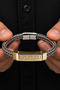 Men's Steel Bracelet Gold and Silver Color Greek Patterned Plate Weave Model - 4