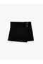 Viscose Blend Basic Shorts Skirt with Buckle Detail - 2