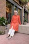 Women's Shirt Collar Casual Long Tile Print Shirt Dress - 4