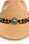 Unisex Internally Adjustable Suede-Look Turquoise Stone Beaded Fedora Model Cowboy Hat - 4