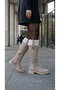 Women's Fur Detailed Suede Look Zippered Short Heeled Boots - 5