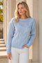 Women's Round Neck Long Sleeve Transparent Detailed Openwork Hair Braided Stylish Soft Casual Baby Blue Knitwear Sweater - 5