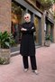 Women's Shirt Collar Casual Long Black Shirt Dress - 4