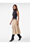 Cotton Belted Thick Pleated Gabardine Midi Skirt - 3