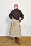 Women's Stand Collar Drawstring Detail Lined Short Trench Coat Bitter Brown - 6