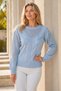 Women's Round Neck Long Sleeve Transparent Detailed Openwork Hair Braided Stylish Soft Casual Baby Blue Knitwear Sweater