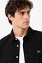 Mens Slim Fit Black Cotton Shirt Slim Fit Organic Cotton Pique Men's Shirt Black - 2