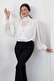 High Collar Halter Neck Long Sleeve Blouse K-252200 - 5
