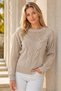 Women's Round Neck Long Sleeve Transparent Detailed Openwork Hair Braided Stylish Soft Casual Mink Knitwear Sweater - 5