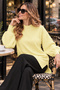 Pearl Embroidered Knitwear Sweater K6036 Lemon Yellow - 3