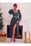 Women's Stone Detailed Maxi Length Slit Dress - 5