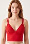 Women's Red Modal Lace Double Strap Bralet