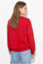 Women's Red Bow Printed Stone Detailed Oversize Three-Thread Sweatshirt 2283 60286479 - 6