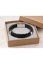 Vardesso Black Leather Men's Bracelet - Thick Braided Detail and Silver Clasp - 3