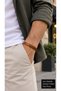 Jorvello Brown Leather Men's Bracelet - Modern Design with Long Silver Clasp