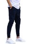 Set of 3 Unisex Ribbed Sweatpants Regular Black Gray Navy Blue Color Sports Sweatpants - 7