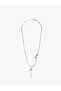 Natural Stone Detailed Long Rope Necklace with Tassel Accessories
