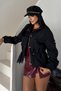 Women's Short Trench Coat with Zipper and Snap Fasteners, Elastic Waist, Lace Detail, Epaulettes, Long Sleeves, Stand Collar, Short - 3