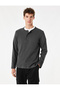 Long Sleeve Cotton Buttoned Henley Collar Sweatshirt - 2