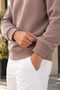 3 Thread Quality Combed Cotton Fabric Men's Crew Neck Brown Sweat Sweatshirt - 2