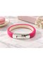 Laveric Fuchsia Leather Men's Bracelet - Vibrant Minimal Design with Long Silver Clasp - 2