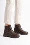 Molay Double Zipper Non-Slip Sole Women's Boots Brown Skin