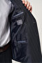 Navy Blue-Grey Swallow Collar Striped Double Breasted 6 Drop Slim Fit Full Lining Flexible Suit 1001260286 - 4