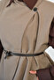 Women's Asymmetrical Cut Leather Belted Lined Vest Stone - 6