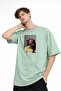 Blurry Printed - Premium Fabric Oversize Men's T-Shirt Water Green - 4