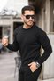Men's Premium Crew Neck Black Basic Knit Sweater - 5