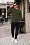 Men's Premium Crew Neck Khaki Basic Knit Sweater - 2