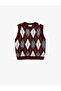 Baklava Patterned Crew Neck Sleeveless Knit Sweater