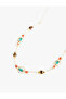 Bead Detailed Metal Chain Adjustable Ring Decorated Necklace - 2
