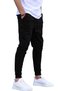 Set of 3 Unisex Ribbed Sweatpants Regular Black Gray Navy Blue Color Sports Sweatpants - 5
