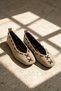 Dexara Beige Women's Genuine Leather Suede Lace-Up Stylish Ballerina Shoes - 2