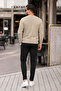 Men's Premium Crew Neck Cream Basic Knitwear Sweater - 4