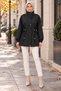 High-Collar Trench Coat-Black