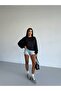Women's Black Crew Neck Oversize Two-Thread Non-Padded Sweatshirt - 5